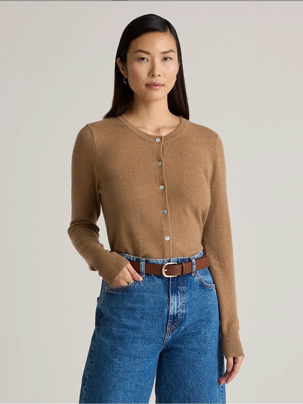 NWOT Quince Mongolian Cashmere Cardigan Sweater in Teak, sz Medium - Picture 3 of 9